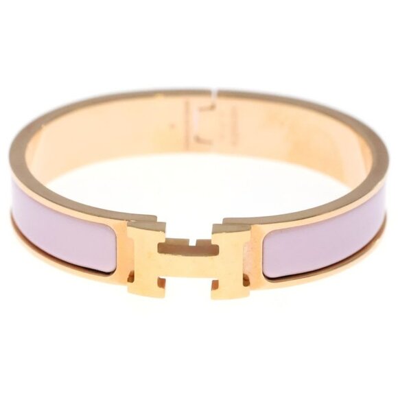 Hermes Clic Clac H Logo Bangle Bracelet Pink - Picture 4 of 6